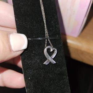 Sterling Silver Tiffany & Co Open Heart Pendant And  Necklace